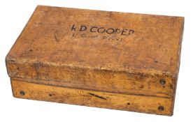 A WWII period vellum suitcase formerly the property of R.D. Cooper RNVR HMS 'Dabchick':.