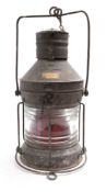 A Meteroite 'Not Under Command' signal lamp: number '13577' with red and clear glass lens,