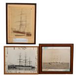 A group of five late 19th/early 20th century photographs of sailing ships: comprising two of the SS