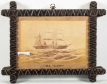 Two late 19th century framed lithographs of HMS 'Alert': HMS 'Alert' and 'HMS Alert in a heavy gale