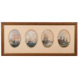 British School (early 20th century) Sunderland; four harbour scenes each initialled JM,