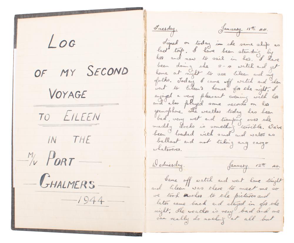 A group of three mid-20th century manuscript ship's log/diaries: two for MV 'Port Chalmers' to - Image 2 of 7