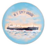 An enamel launch commemorative plaque for the H Clarkson & Co, Ltd MV 'Spey Bridge',