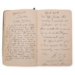 An Edwardian manuscript journal for a voyage to Egypt dated November 4th 1904 to 22nd April 1905,