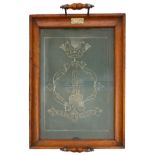 An Edwardian oak and glass tray constructed from the ship's timbers of Royal Navy first-rate