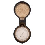 A 19th century lacquered brass pocket barometer, maker Dollond,