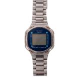 A Memosail Swiss Quartz Yachting digital wristwatch: LCD screen with blue surround,