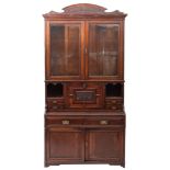A late Victorian or Edwardian mahogany secretaire bookcase,