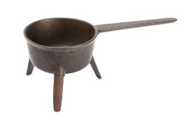 A bronze skillet, late 17th /early 18th century; of typical form,