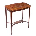 An Edwardian rosewood and marquetry occasional table, bordered with boxwood lines,