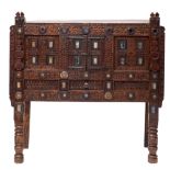 A Chinese stained hardwood and metal mounted 'Damachiya' dowry chest, in antique taste,