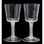 A pair of English opaque twist wine glasses ,