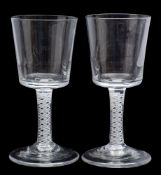 A pair of English opaque twist wine glasses ,