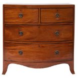 A George III mahogany and ebony strung bowfront chest of drawers,