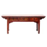 A Chinese elm low side table in 17th century taste,