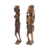 Two similar African carved hardwood figures, probably Congo,
