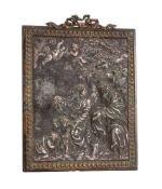 A French silvered copper figural relief, in the manner of a plaquette,