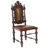 A Victorian carved walnut side chair in Charles II taste,