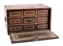 An Indo-Portuguese inlaid hardwood table cabinet,