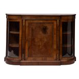 A Victorian walnut and gilt metal mounted breakfront credenza,