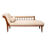 A Victorian mahogany and upholstered chaise longue,