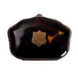 A Victorian yellow metal inset tortoiseshell purse, second half 19th century; of cartouche form,