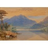 Thomas Charles Leeson Rowbotham (Irish, 1823-1875) View of a lake, a mountainous landscape beyond,