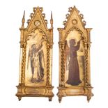 A pair of Italian painted and gilt pictures in early Renaissance taste,