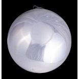 A silvered glass witche's ball, with pressed metal mount, 24cm diameter.