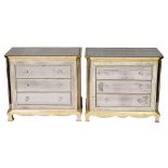 A pair of mirror plate covered chests of drawers,