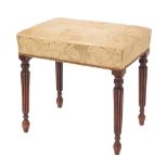 A Regency mahogany rectangular stool in the Gillows manner with a stuff over button seat,