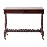 A Victorian rosewood, parquetry and marquetry side table,