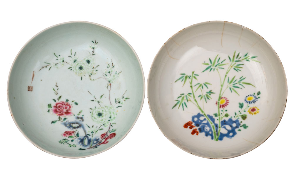 A Chinese famille rose 'boneless-style' saucer dish,