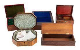 A Regency penworked box, early 19th century; of octagonal section,