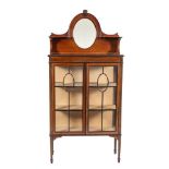 An Edwardian mahogany, line inlaid and glazed display cabinet,