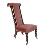 A Victorian velvet upholstered rosewood Prie Dieu chair,