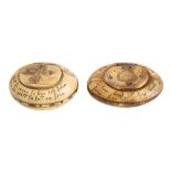 Two Dutch horn snuff/pill boxes,