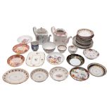 A mixed lot of Newhall and other similar English porcelain teawares,