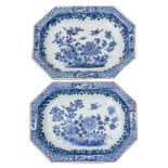 A pair of Chinese blue and white shaped rectangular deep dishes,