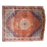 A Bidjar carpet, the rust hexagonal field with a central ivory hexagonal pole medallion,