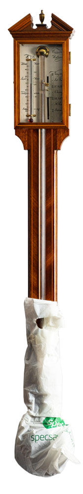 Comitti, a modern mahogany stick barometer the silvered dial with inset thermometer, - Image 3 of 3