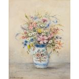 *Ethel Cheeswright (1874-1977) Still life of wildflowers in a pottery jug signed lower