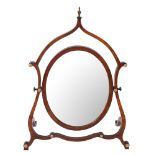 An Edwardian mahogany skeleton swing frame toilet mirror in the George III manner,