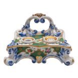 A French porcelain ink stand with inkwell and sander,