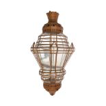 A pressed metal and glass wall lantern,