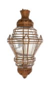 A pressed metal and glass wall lantern,