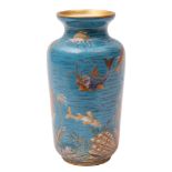 A faux cloisonné porcelain vase of shouldered cylinder form with flaring neck decorated with a