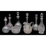 A group of cut glassware,