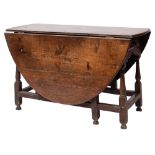 A William and Mary or Queen Anne oak gateleg table,