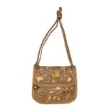 A stumpwork and metal thread embroidered fabric shoulder bag,